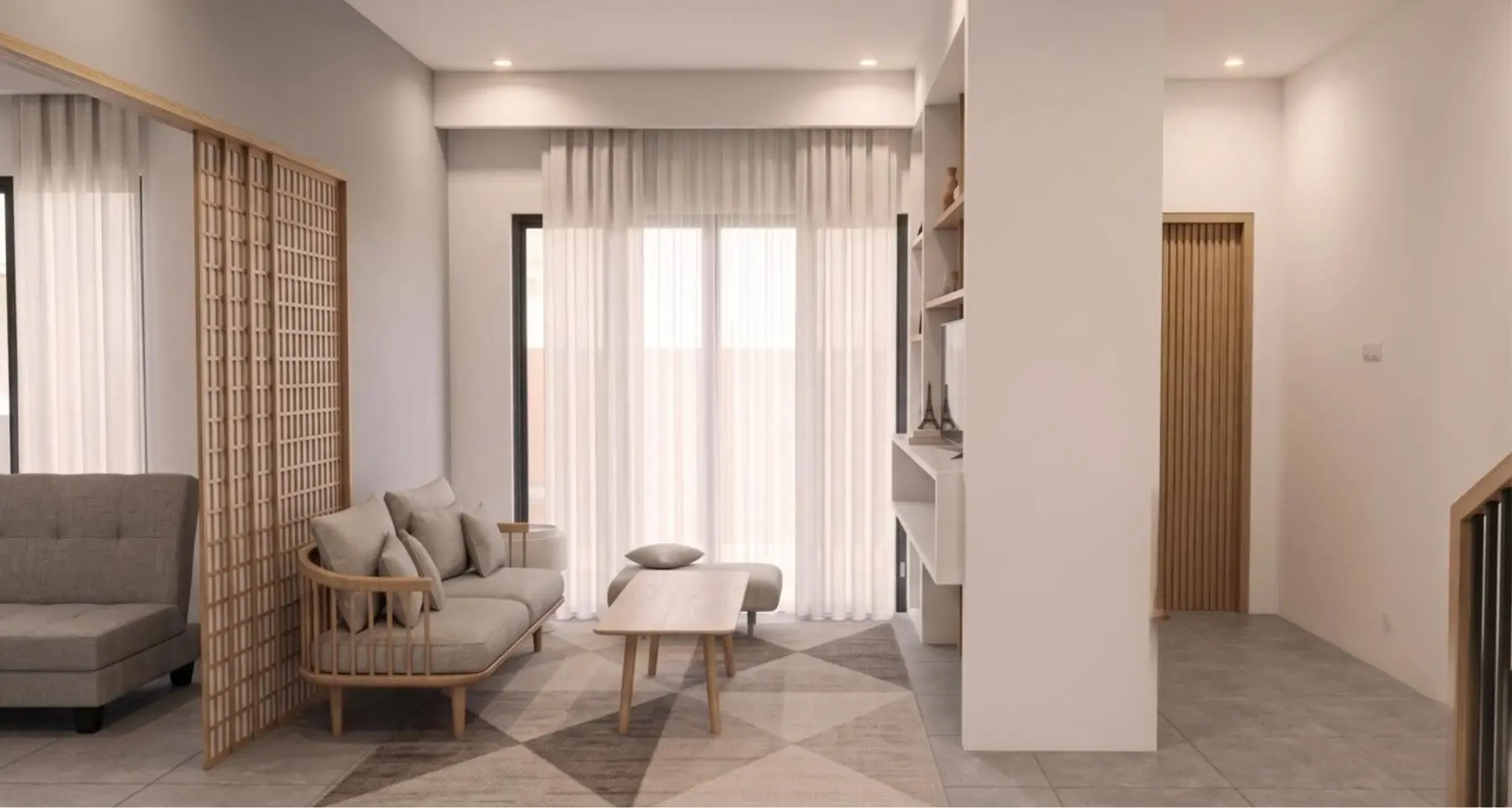 Desain interior ruang tamu oleh RHI Architect